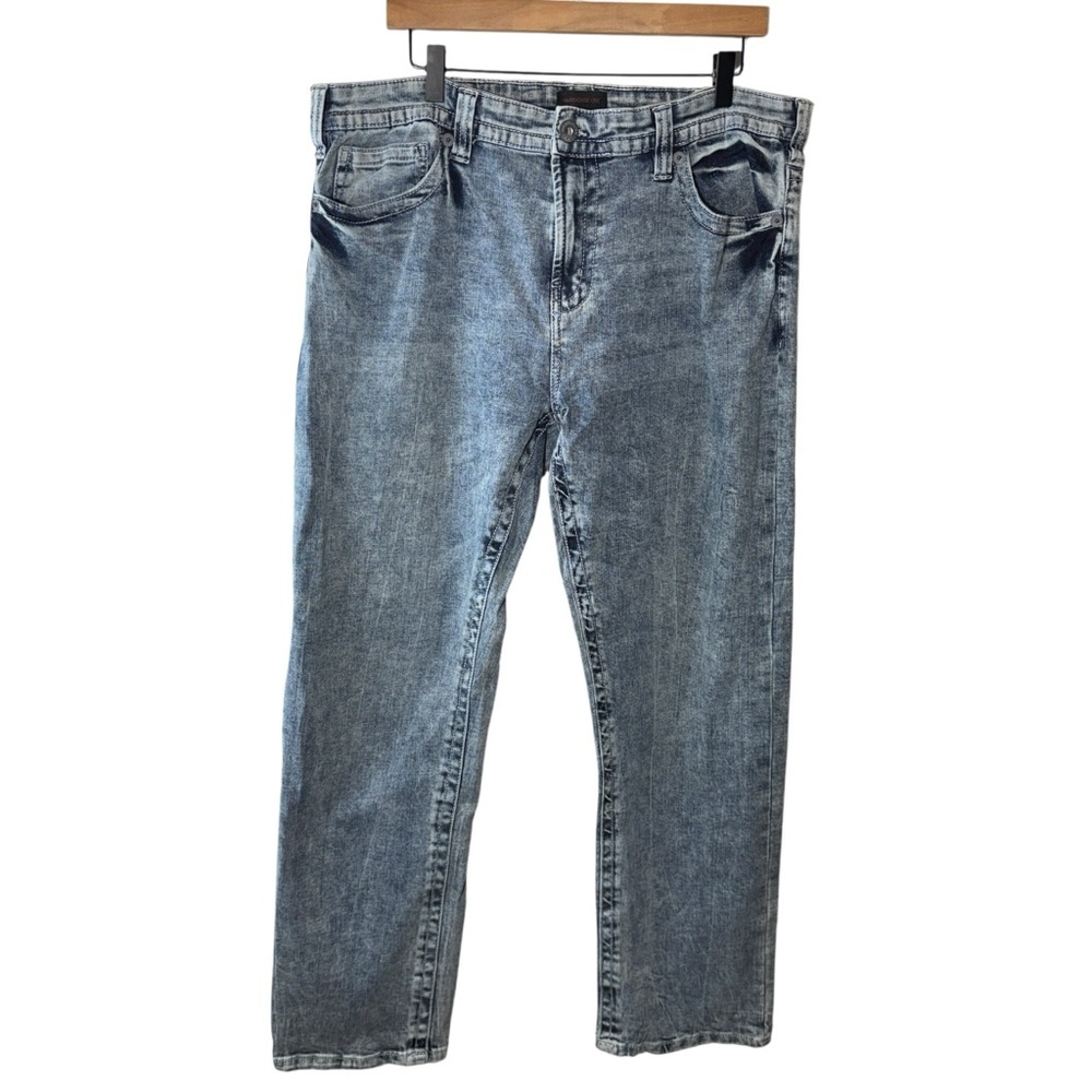 Warehouse One Relaxed Straight Fit Acid Wash Jeans Size 36